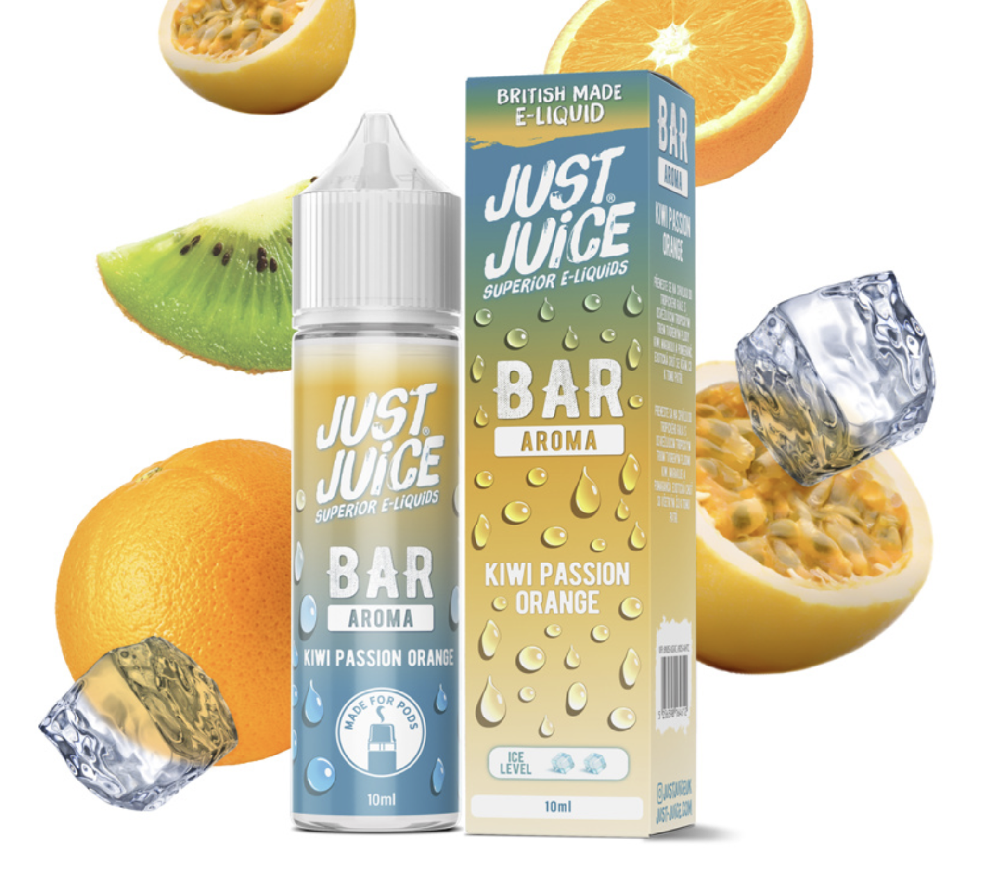 Příchuť Just Juice Bar Range S&V: Kiwi Passion Orange (Kiwi, marakuja a pomeranč) 10ml