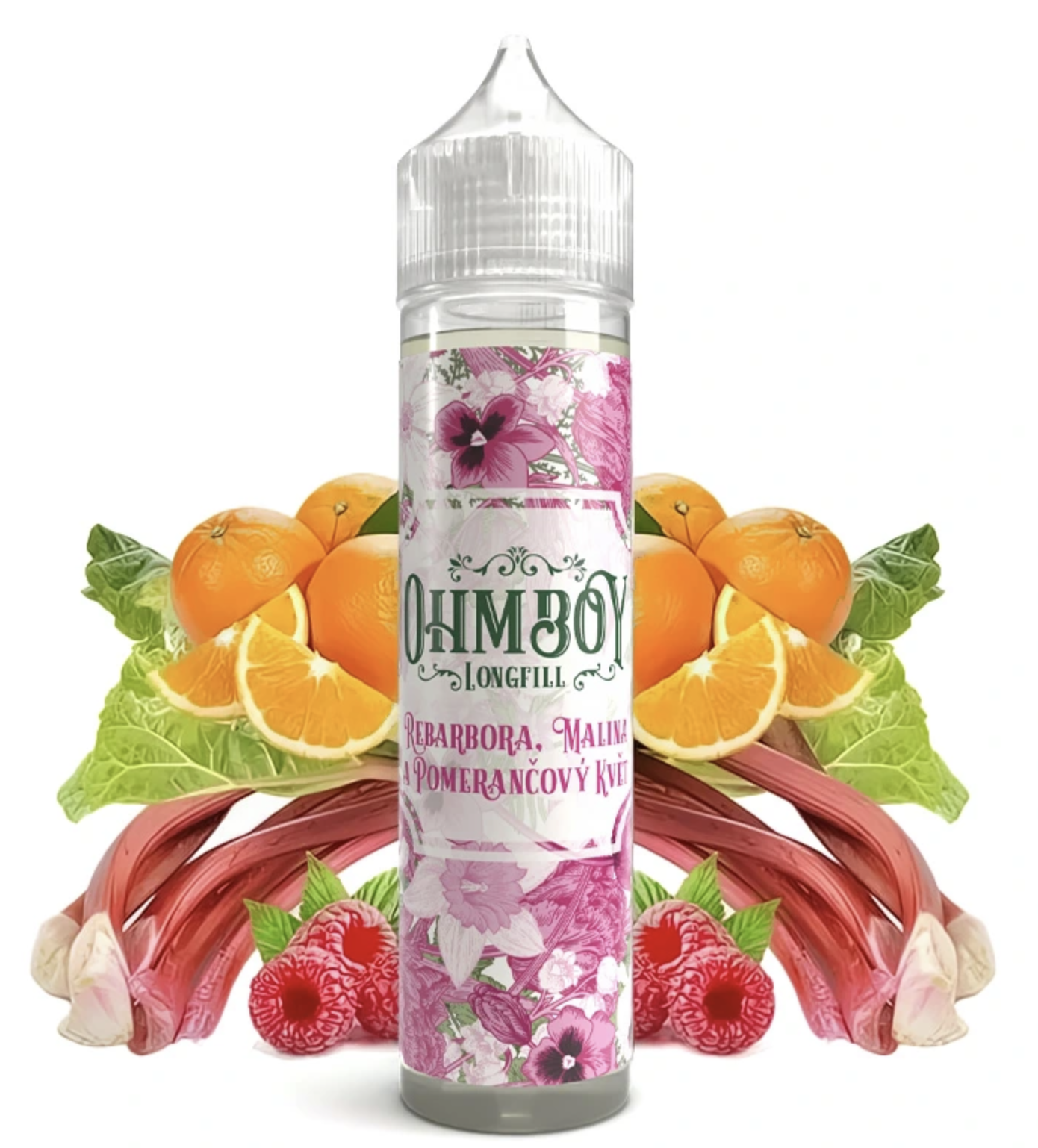 Příchuť Ohmboy Volume ll S&amp;V: Rhubarb Raspberry Orange Blossom (Malina, rebarbora, pomeranč) 10ml