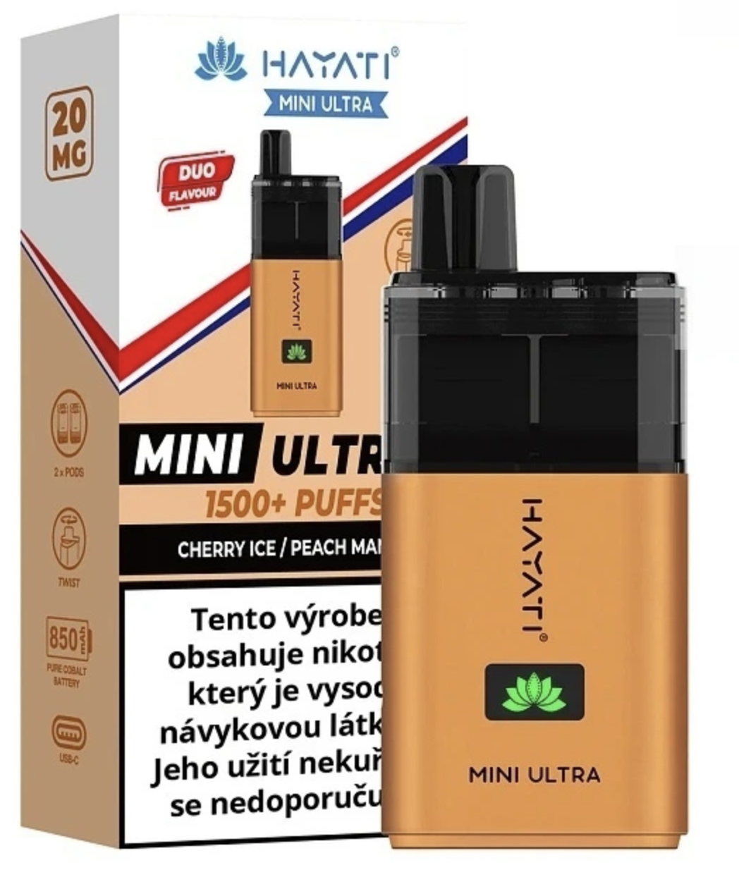 Hayati Mini Ultra 1500 - Cherry ICE/Peach Mango 20mg