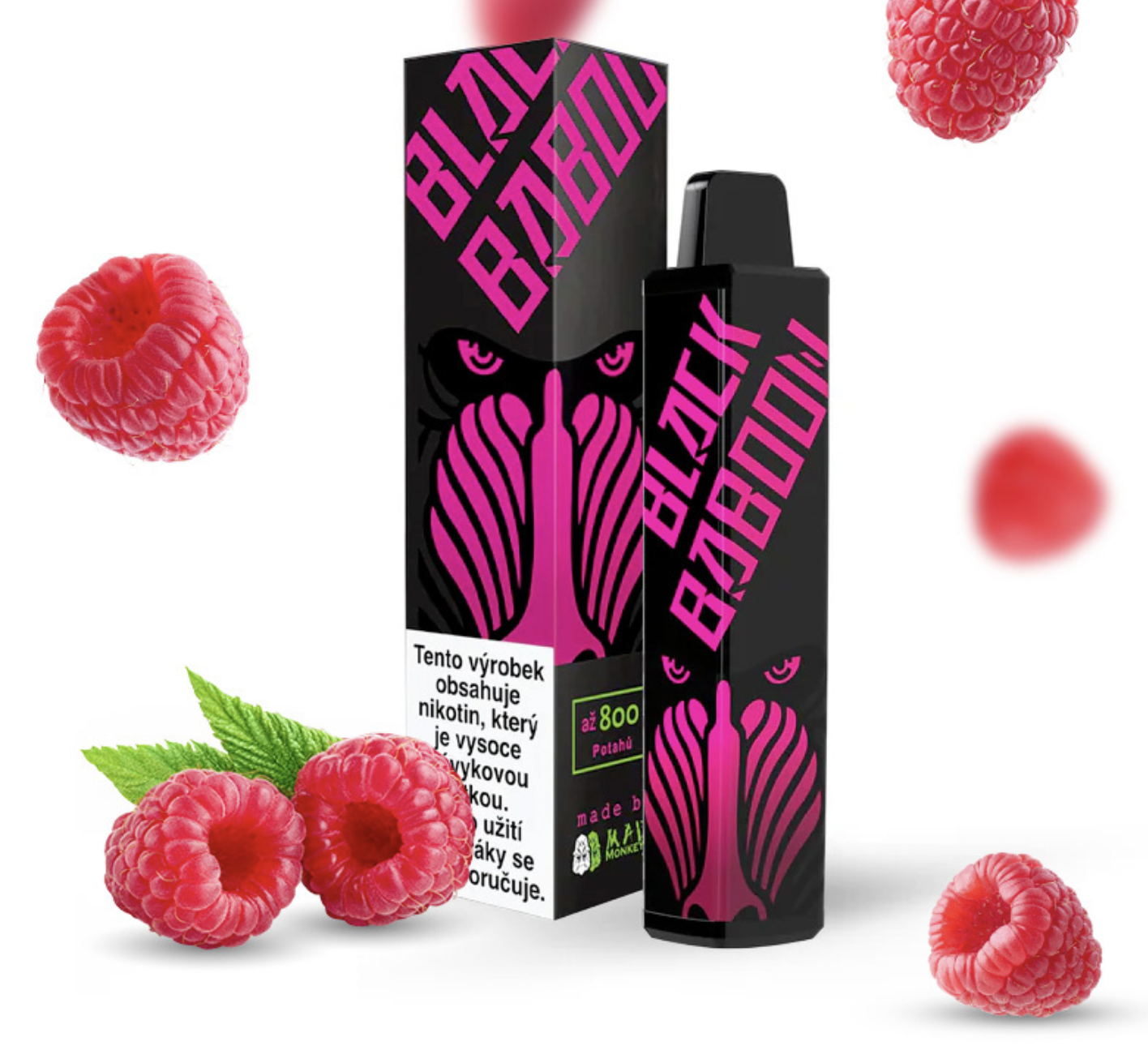 Black Baboon jednorázová e-cigareta - Malinello DropZ (Malina) 16mg