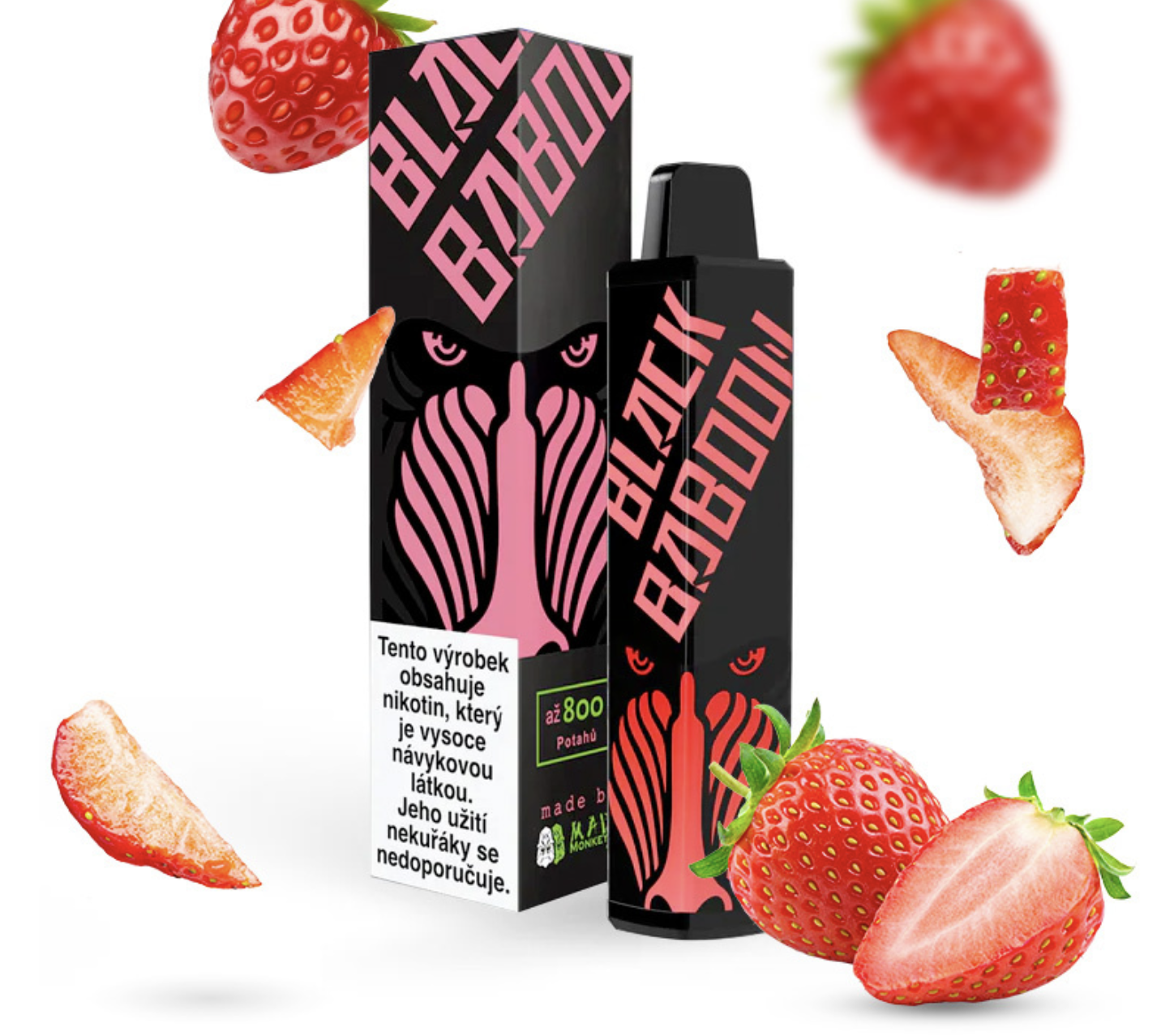 Black Baboon jednorázová e-cigareta - Straw DropZ (Jahoda) 16mg