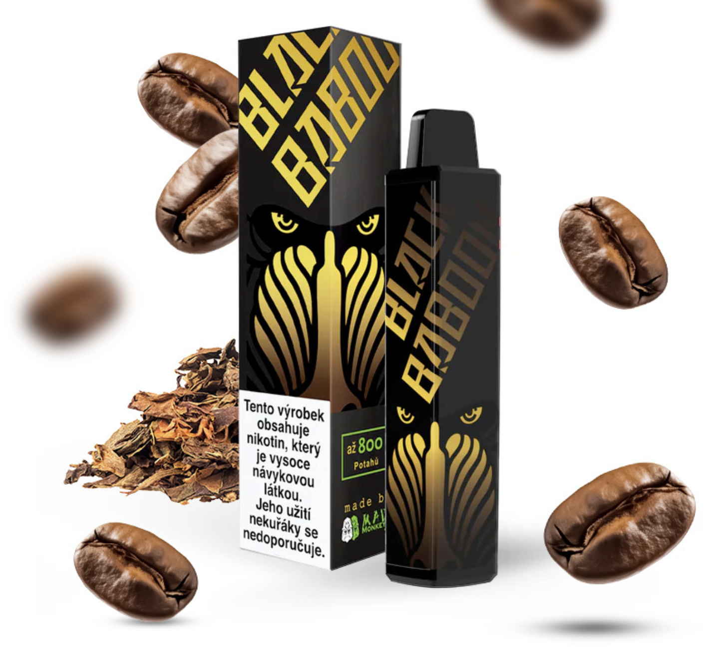 Black Baboon jednorázová e-cigareta - TabaCoff (Tabák, káva) 16mg