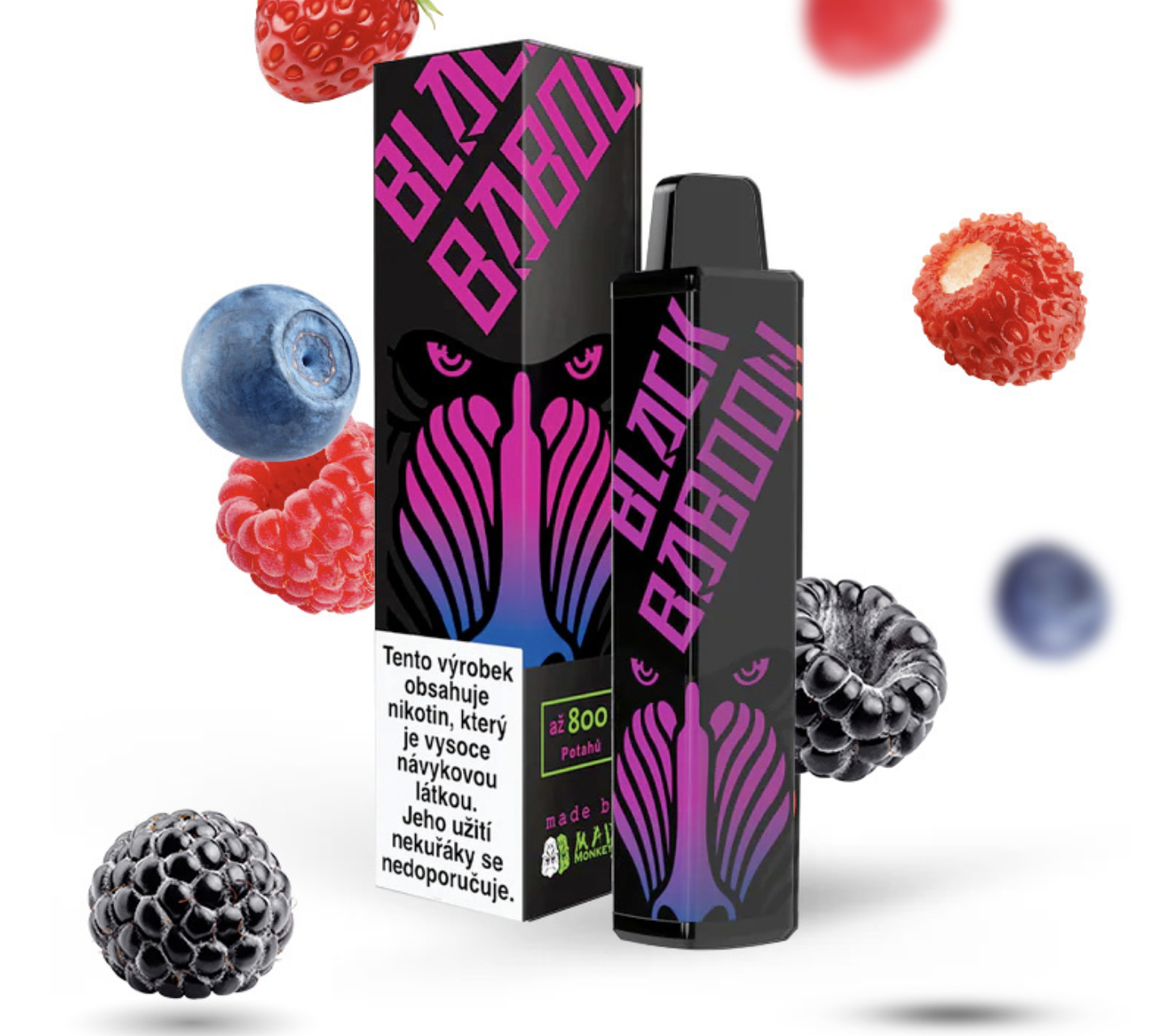 Black Baboon jednorázová e-cigareta - Wild Berg (Lesní ovoce) 16mg