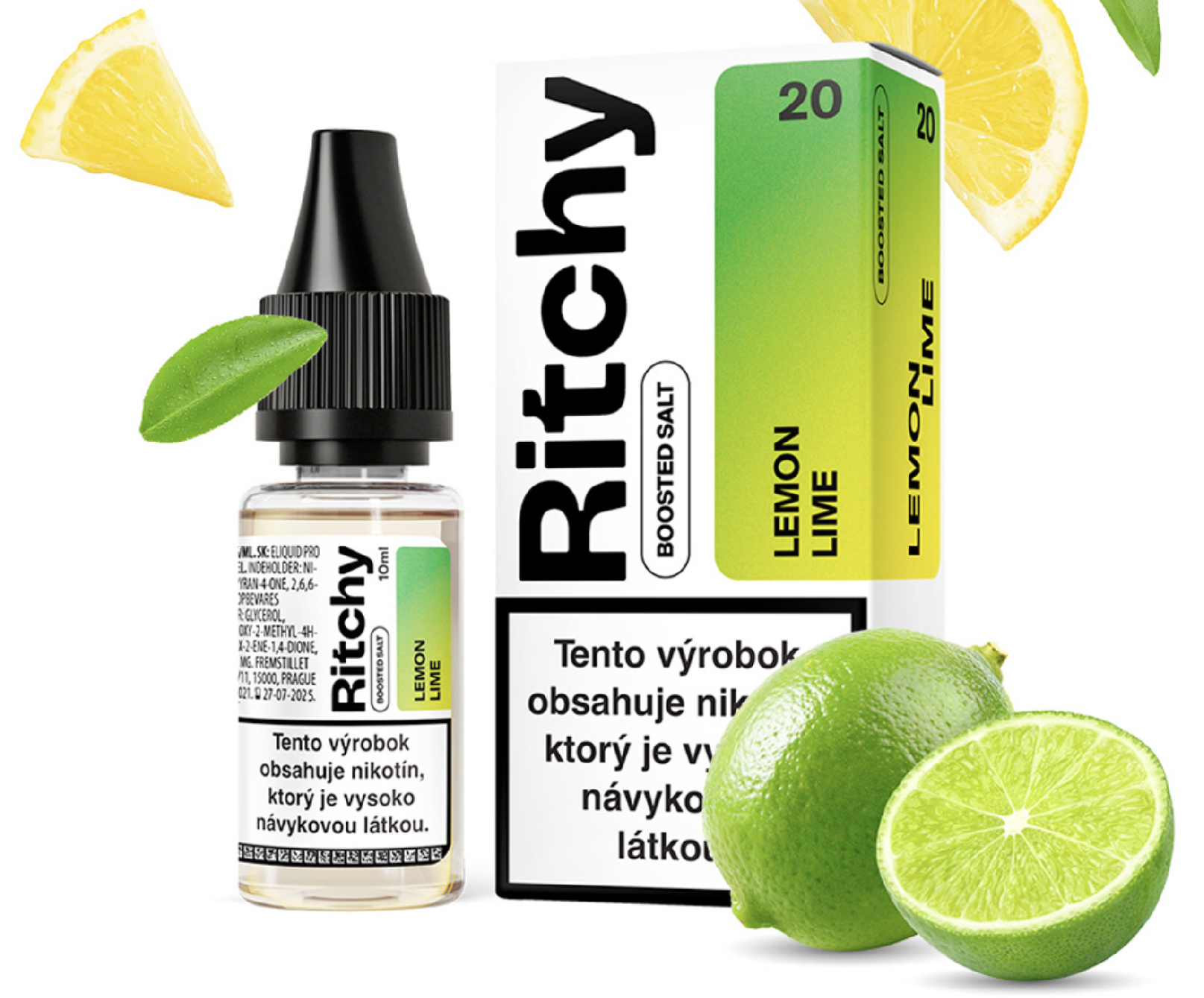 Ritchy Salt - Lemon Lime (Citron a limetka) 10ml Obsah nikotinu: 10 mg Citron a limetka