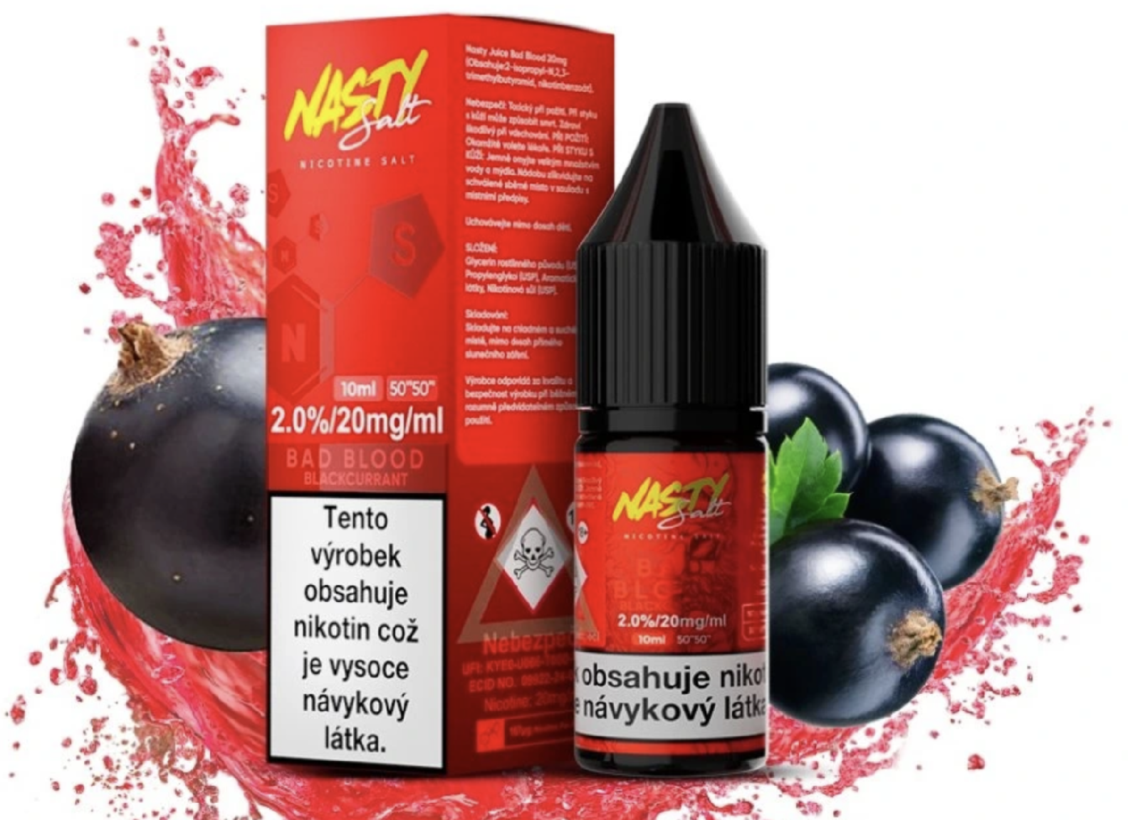 Nasty Juice Nasty LIQ Salt - Bad Blood (Černý rybíz, máta) 20mg 10ml Citron a limetka
