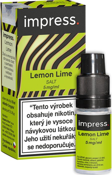 Imperia Impress Salt – Lemon Lime (Citron, limetka) 10ml Obsah nikotinu: 10 mg Citron, limetka