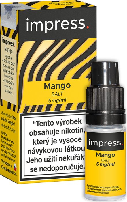 Imperia Impress Salt – Mango (Šťavnaté mango) 10ml Obsah nikotinu: 10 mg Citron, limetka