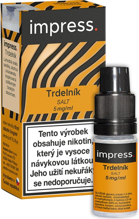 Imperia Impress Salt - Trdelník (Vanilka, skořice, karamel) 10ml Obsah nikotinu: 5 mg Citron, limetka