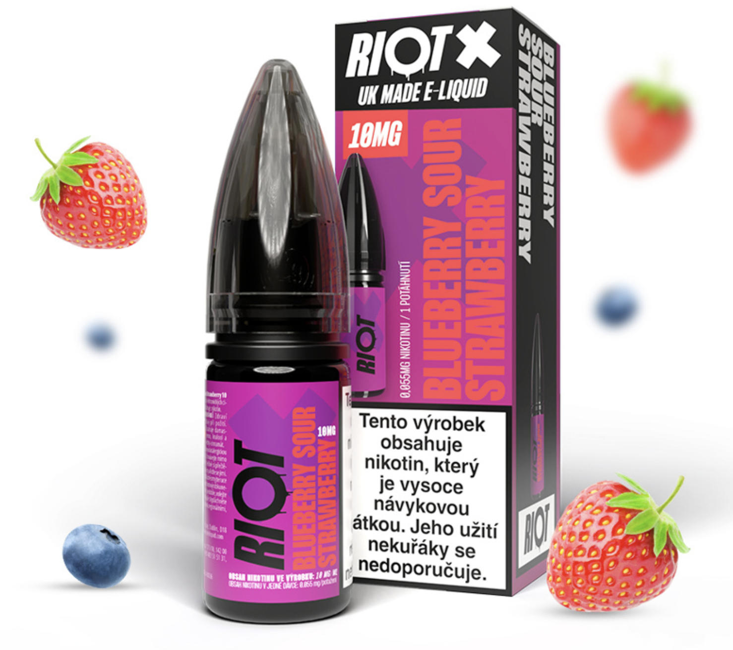 RIOT X Salt Blueberry Sour Strawberry (Kyselá borůvka a jahoda) 10ml Obsah nikotinu: 10 mg