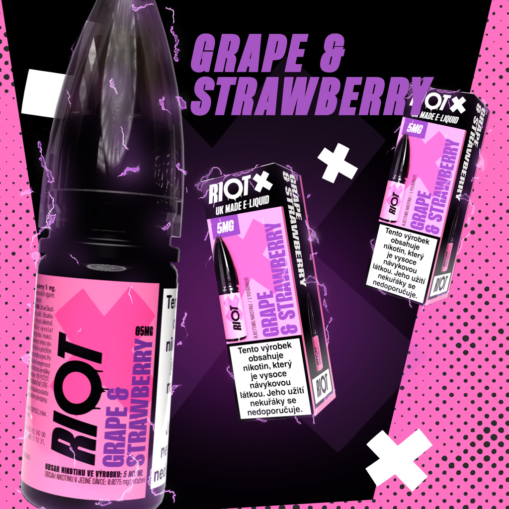 RIOT X Salt Grape &amp; Strawberry (Hroznové víno a jahoda) 10ml Obsah nikotinu: 20 mg (obrázek 4)