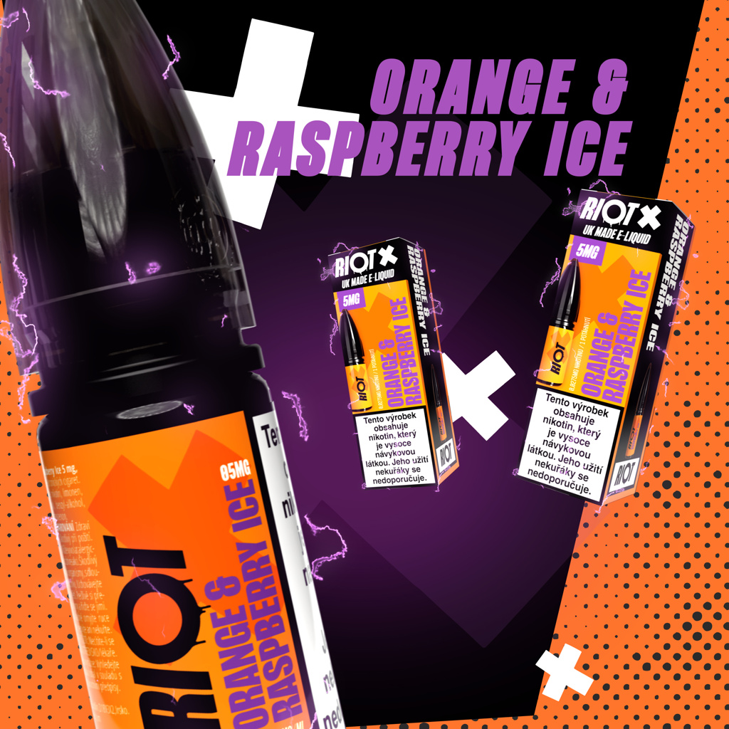 RIOT X Salt Orange &amp; Raspberry Ice (Ledový pomeranč a malina) 10ml Obsah nikotinu: 10 mg (obrázek 4)