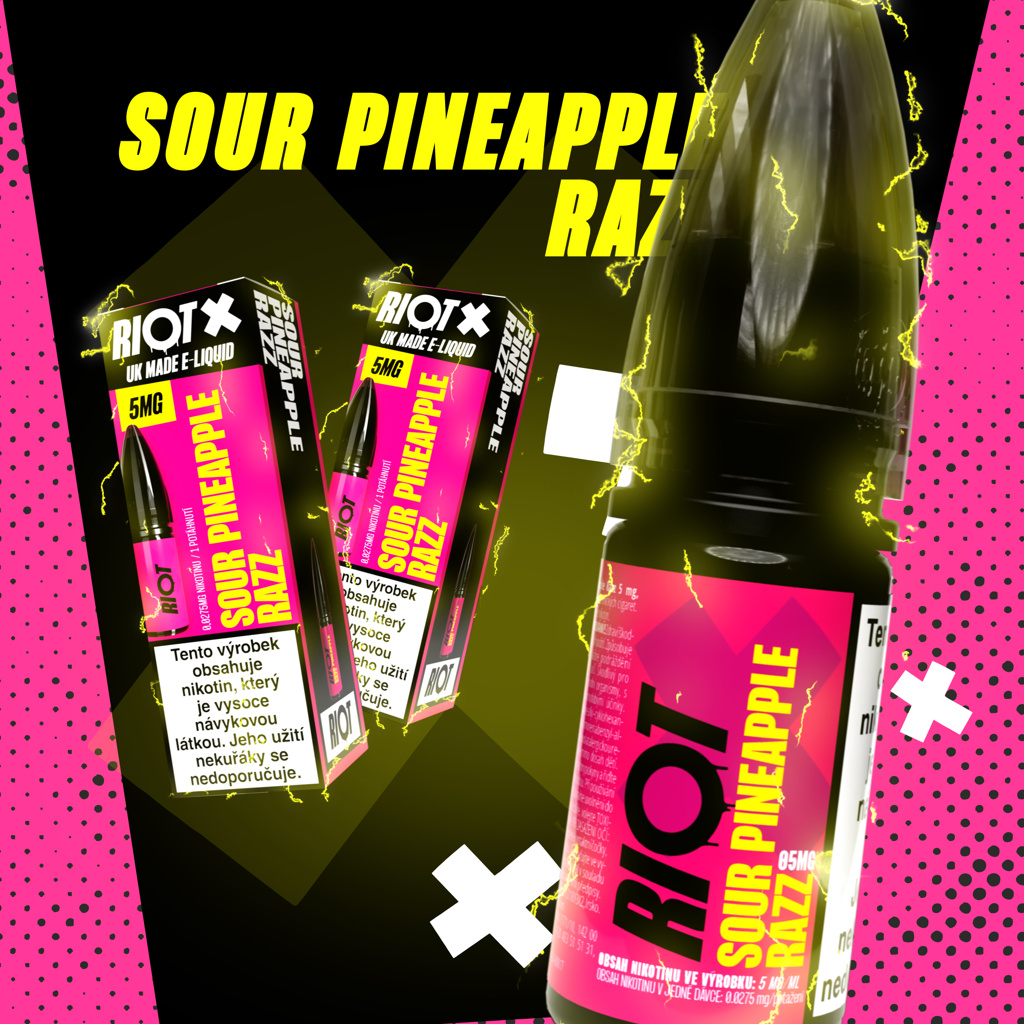 RIOT X Salt Sour Pineapple Razz (Ananas a nakyslá malina) 10ml Obsah nikotinu: 10 mg (obrázek 4)