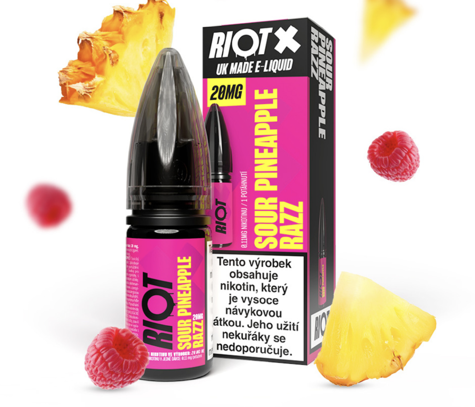 RIOT X Salt Sour Pineapple Razz (Ananas a nakyslá malina) 10ml Obsah nikotinu: 10 mg (obrázek 3)