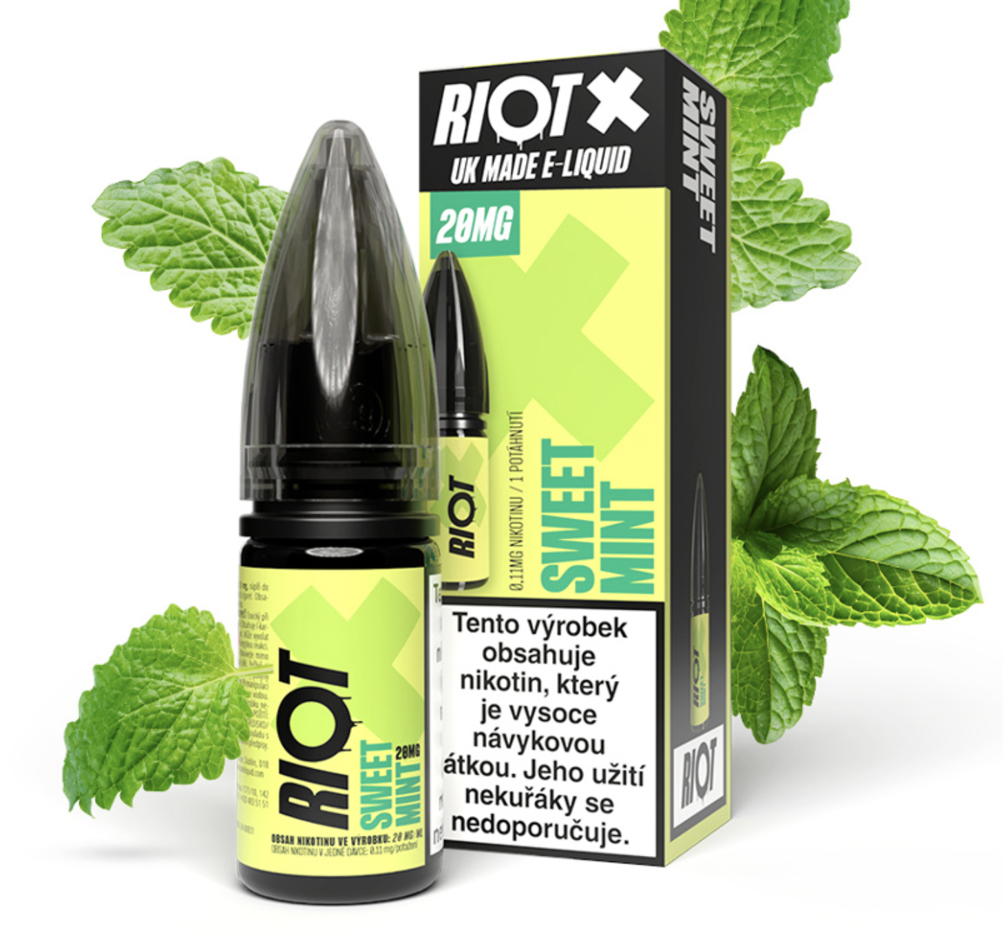 RIOT X Salt Sweet Mint (Jemná máta) 10ml Obsah nikotinu: 20 mg