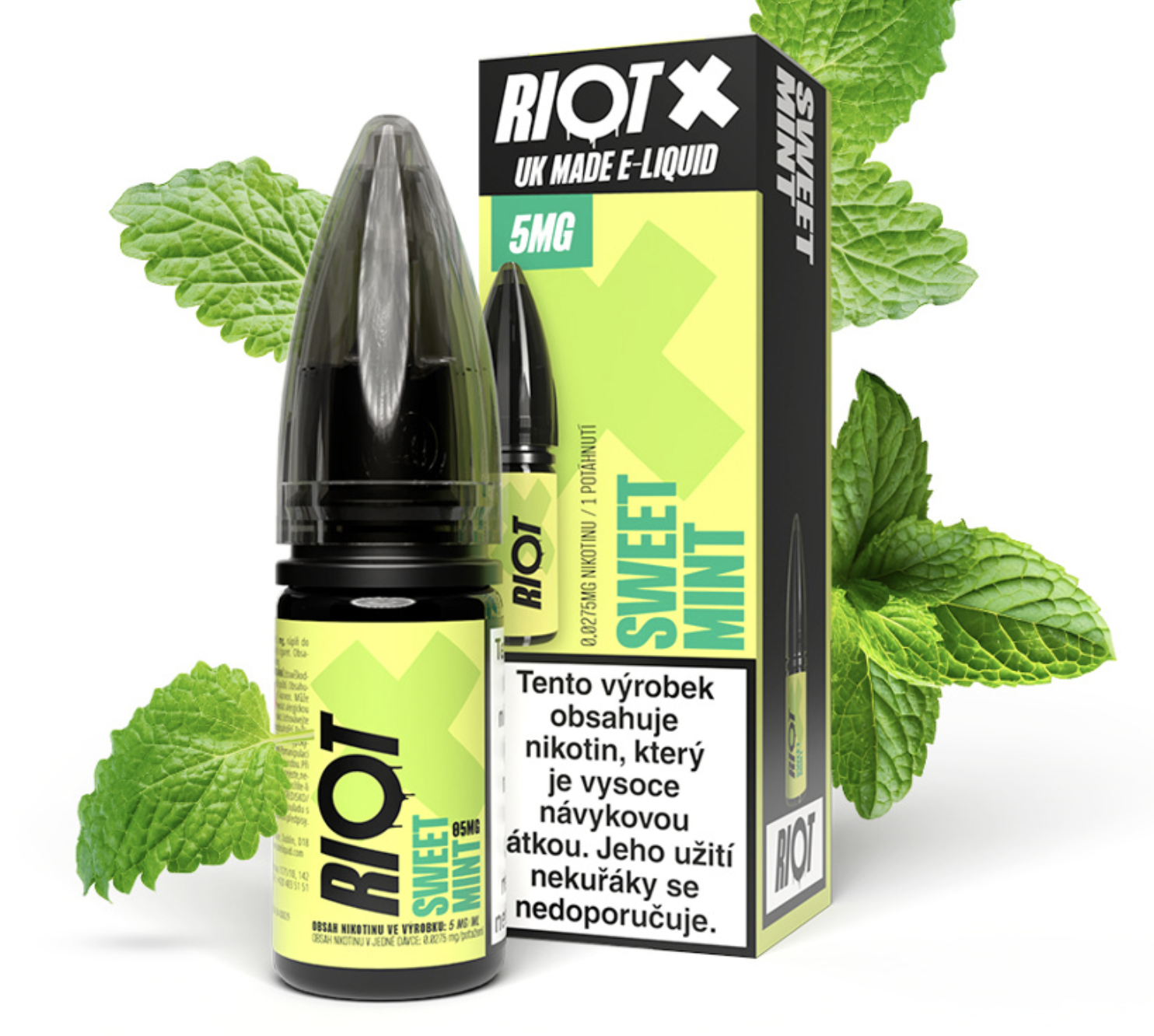 RIOT X Salt Sweet Mint (Jemná máta) 10ml Obsah nikotinu: 5 mg