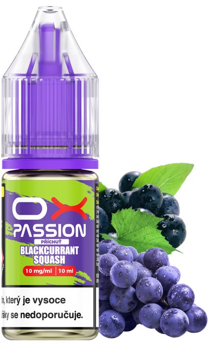 e-liquid OXVA OX PASSION Salts - Blackcurrant Squash (Černý rybíz, borůvka) 10ml Obsah nikotinu: 10 mg Černý rybíz, borůvka