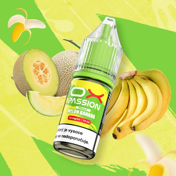 e-liquid OXVA OX PASSION Salts – Melon Banana (Meloun, banán) 10ml Obsah nikotinu: 10 mg Meloun, banán