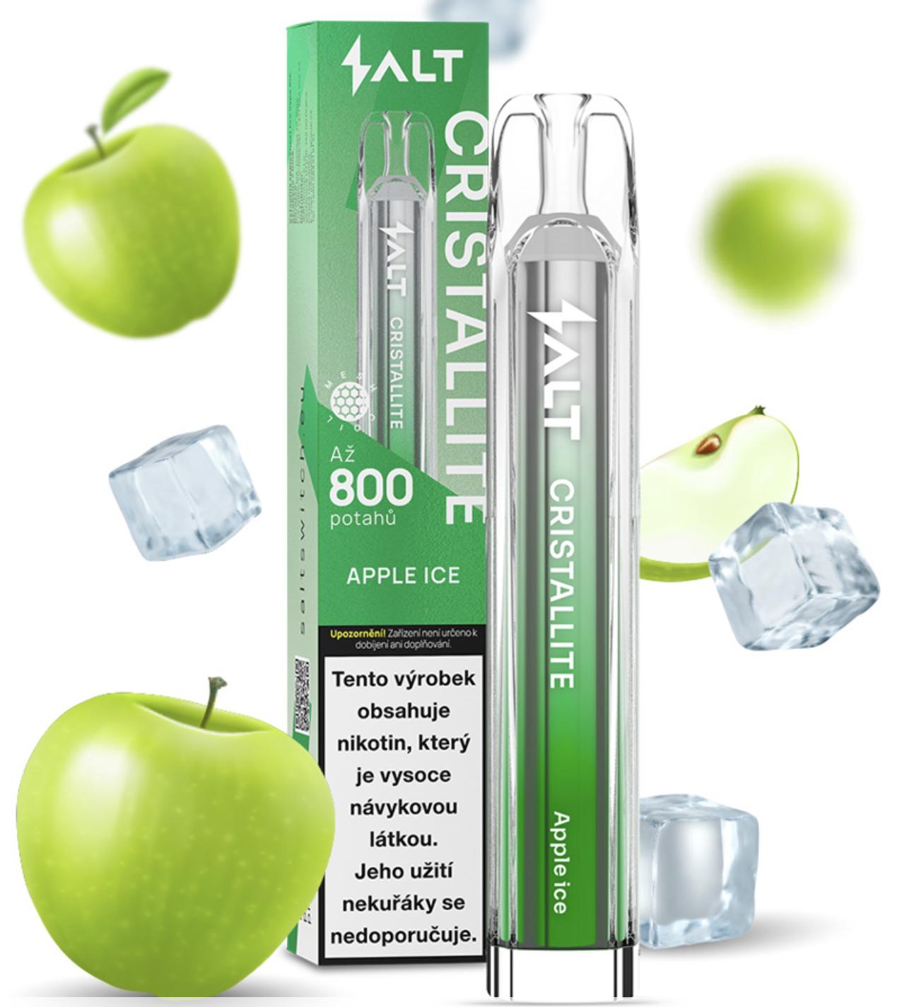 ProVape Salt Cristallite jednorázová e-cigareta - Apple Ice (Chladivé jablko) 20mg