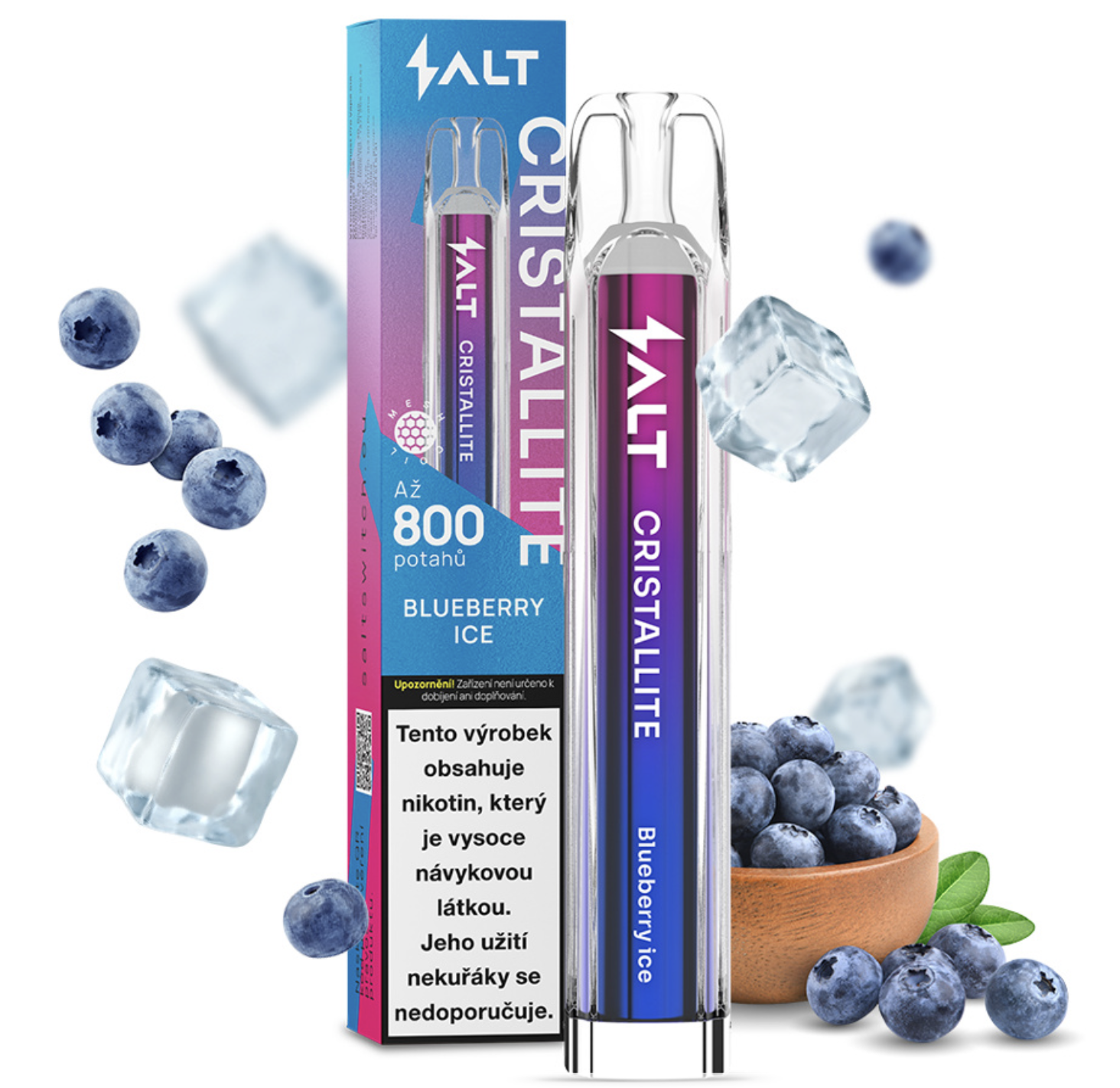 ProVape Salt Cristallite jednorázová e-cigareta - Blueberry Ice (Chladivá borůvka) 20mg