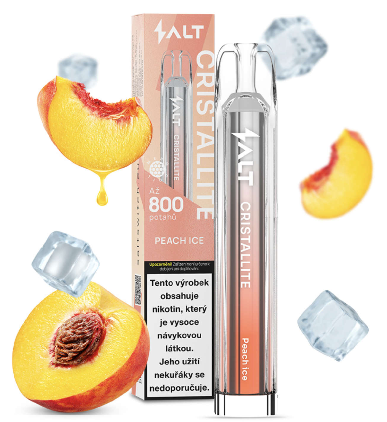 ProVape Salt Cristallite jednorázová e-cigareta - Peach Ice (Chladivá broskev) 20mg
