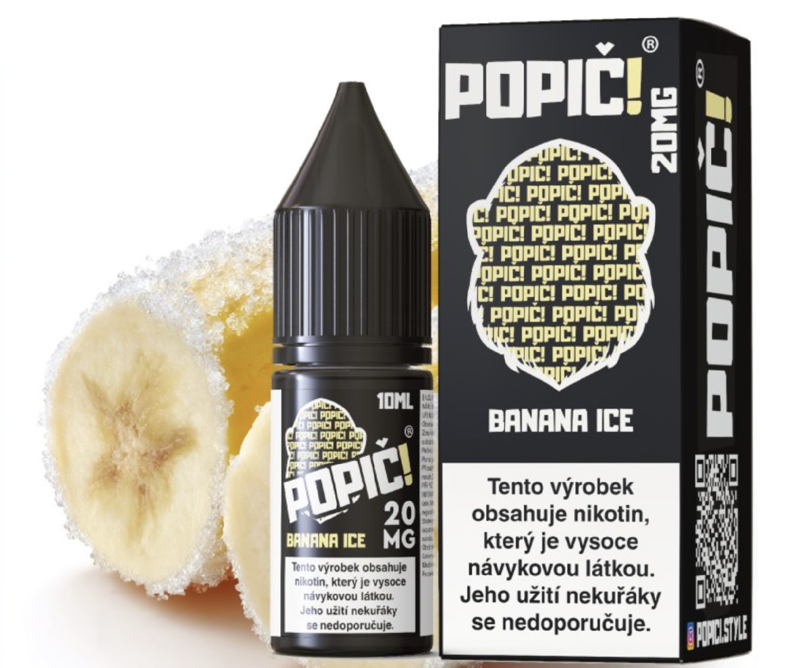 e-liquid POPIČ! Salt - Banana Ice (Chladivý banán) 10ml 20mg Chladivá borůvka