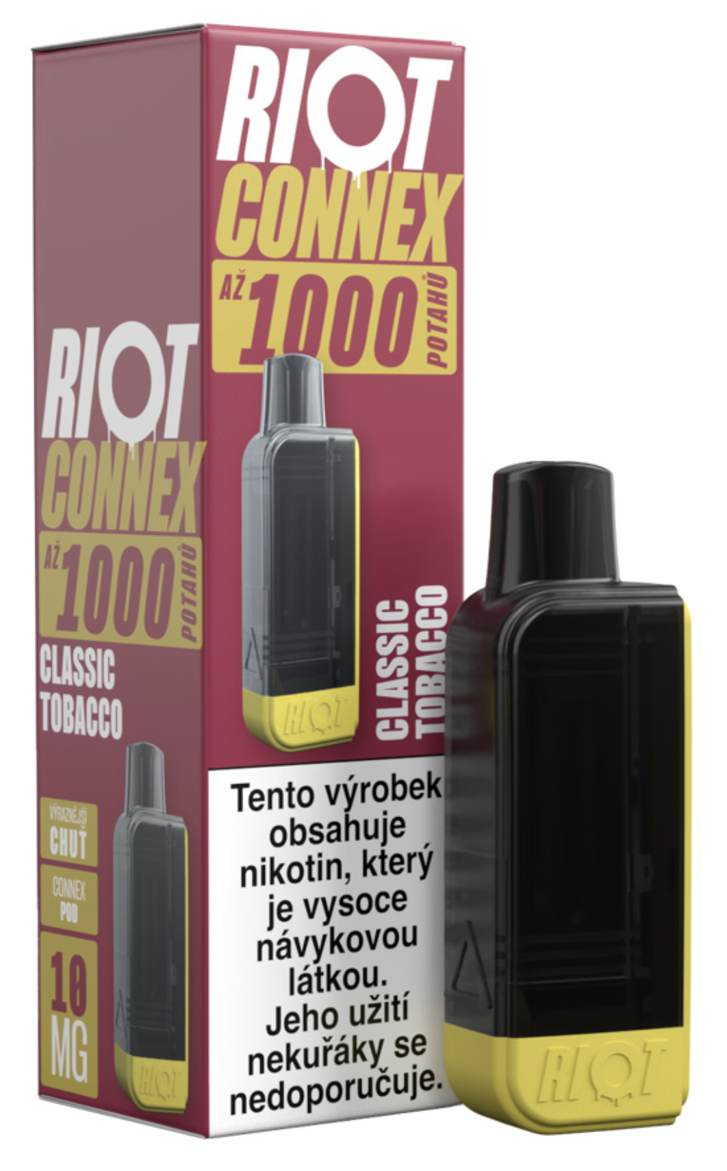 RIOT Connex 1000 předplněná kapsle (Classic Tobacco) Obsah nikotinu: 20 mg