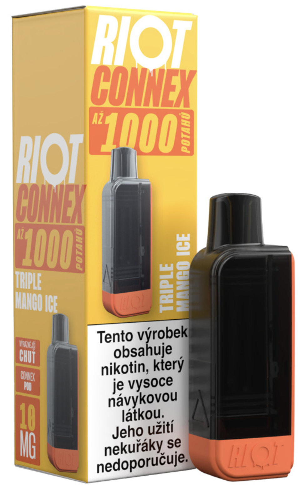 RIOT Connex 1000 předplněná kapsle (Triple Mango Ice) Obsah nikotinu: 10 mg Třešeň a ledová modrá tříšť