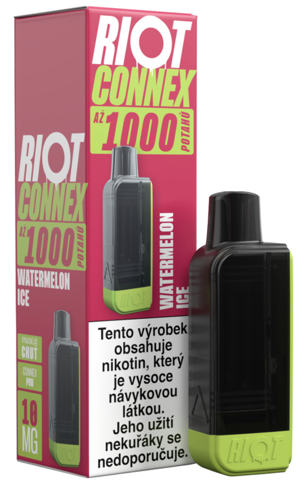 RIOT Connex 1000 předplněná kapsle (Watermelon Ice) Obsah nikotinu: 10 mg Třešeň a ledová modrá tříšť