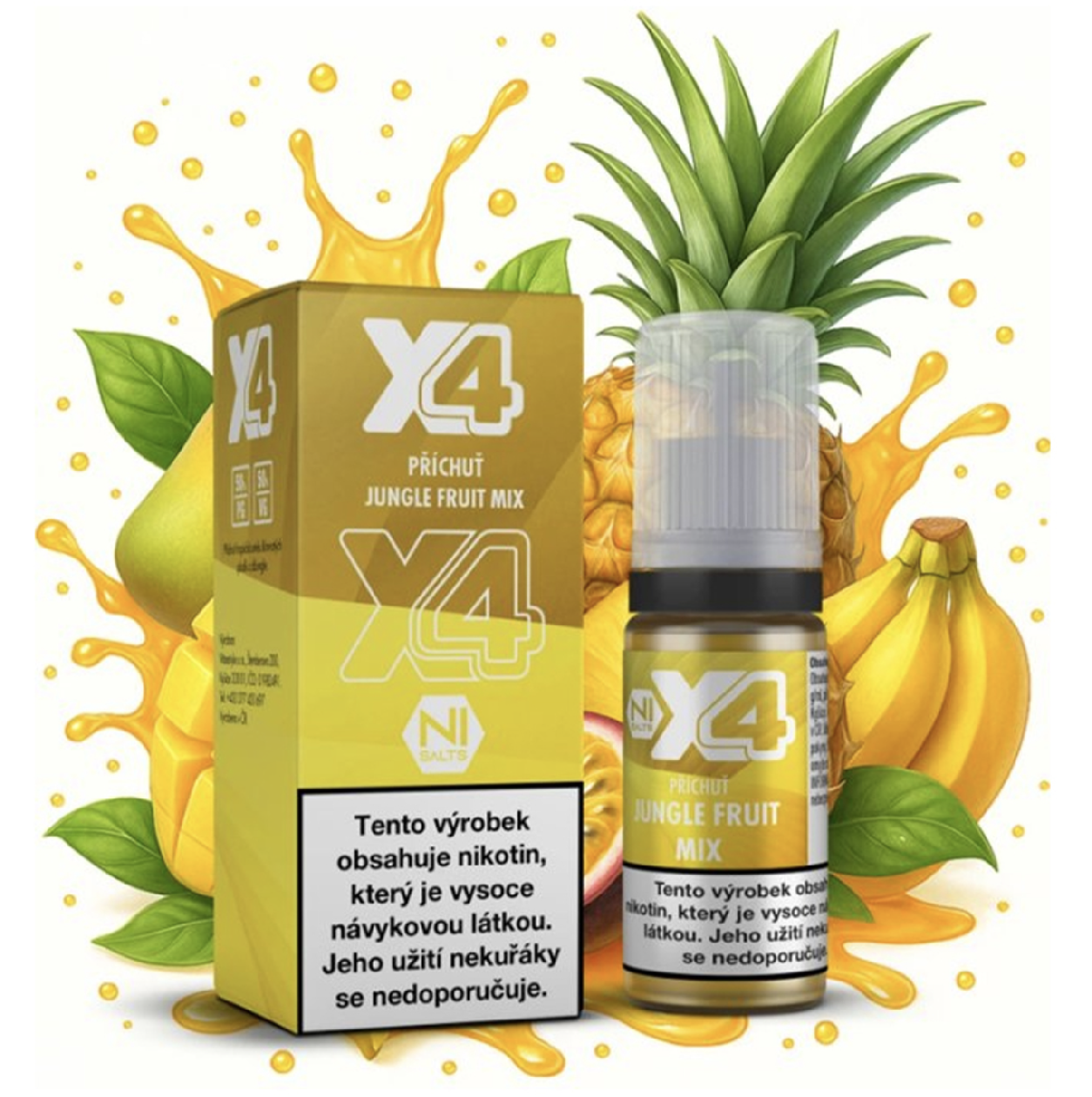 X4 Bar Juice Salt Jungle Fruit Mix (Tropický mix) 10ml Obsah nikotinu: 10 mg