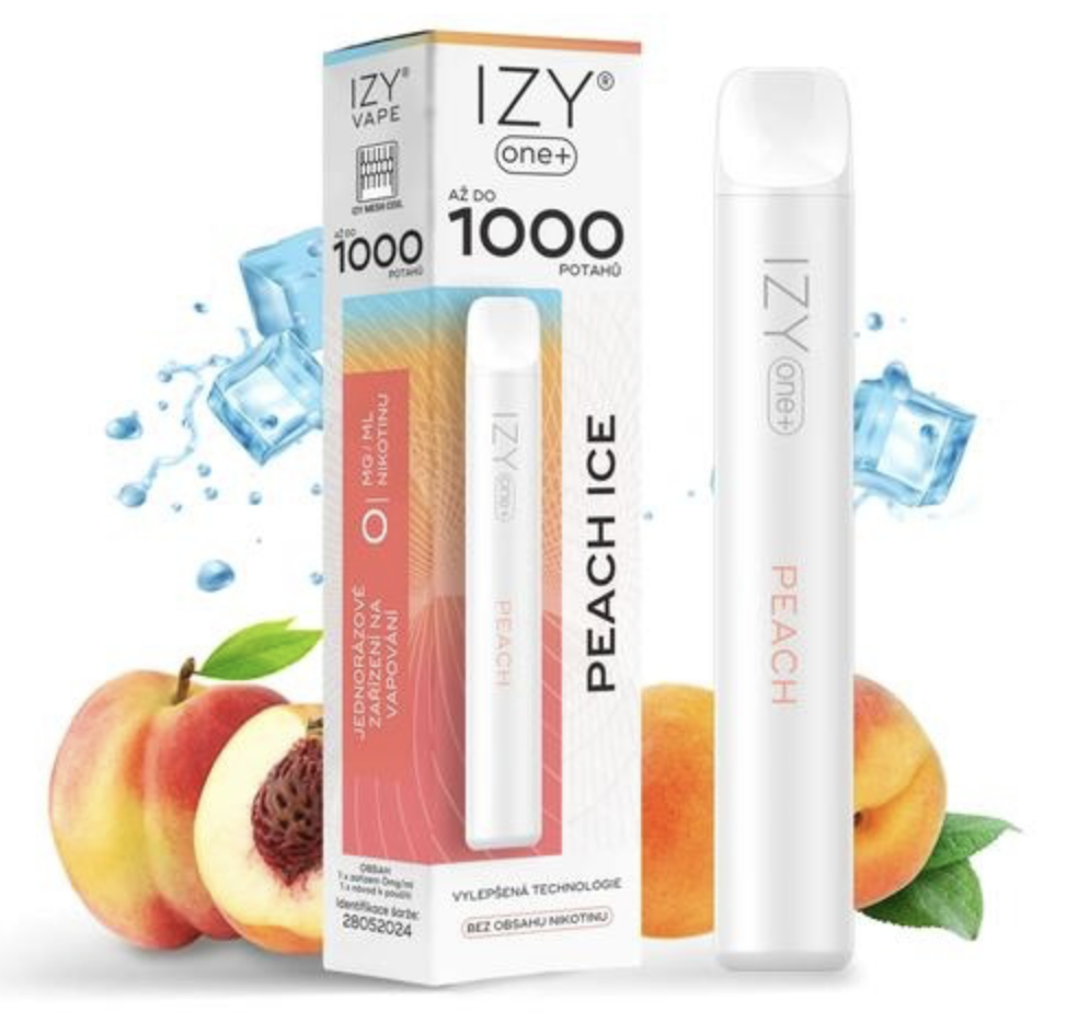 Levně IZY VAPE IZY ONE+ jednorázová e-cigareta - Peach Ice (Ledová broskev) 0mg