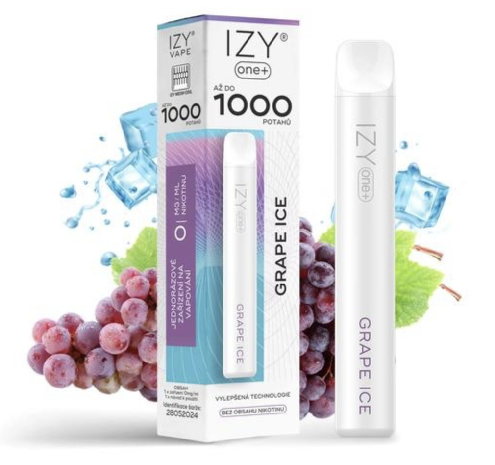IZY VAPE IZY ONE+ jednorázová e-cigareta - Grape Ice (Ledové hrozno) 0mg