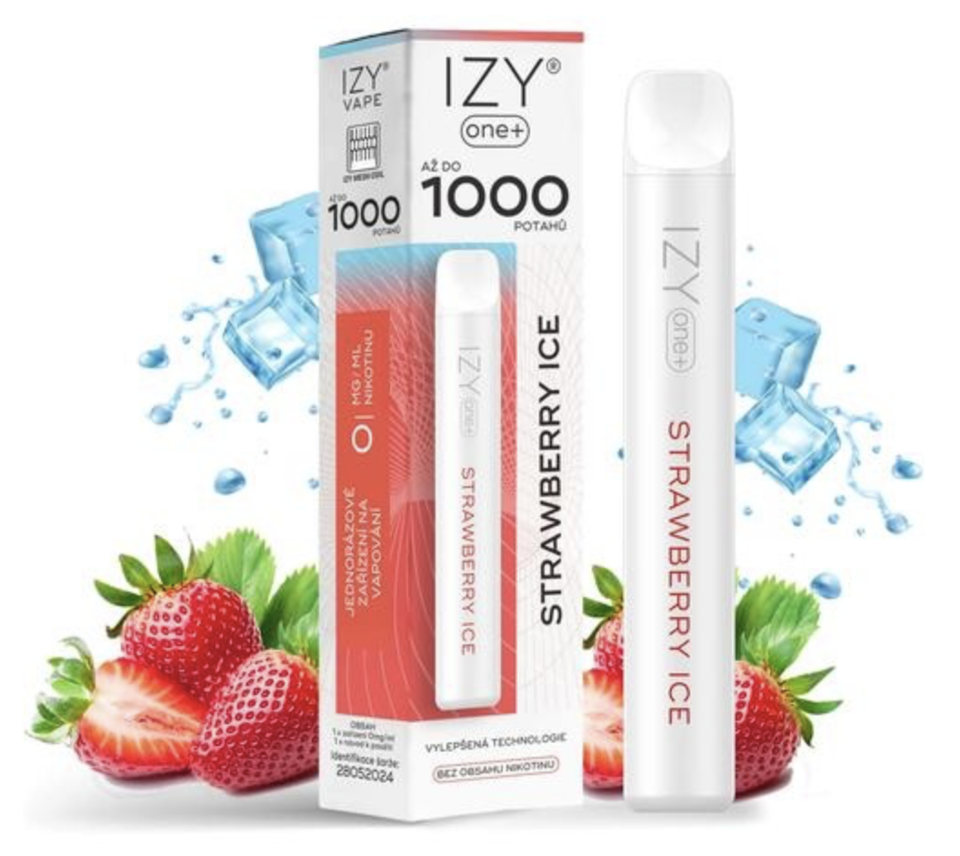 IZY VAPE IZY ONE+ jednorázová e-cigareta - Strawberry Ice (Ledová jahoda) 0mg