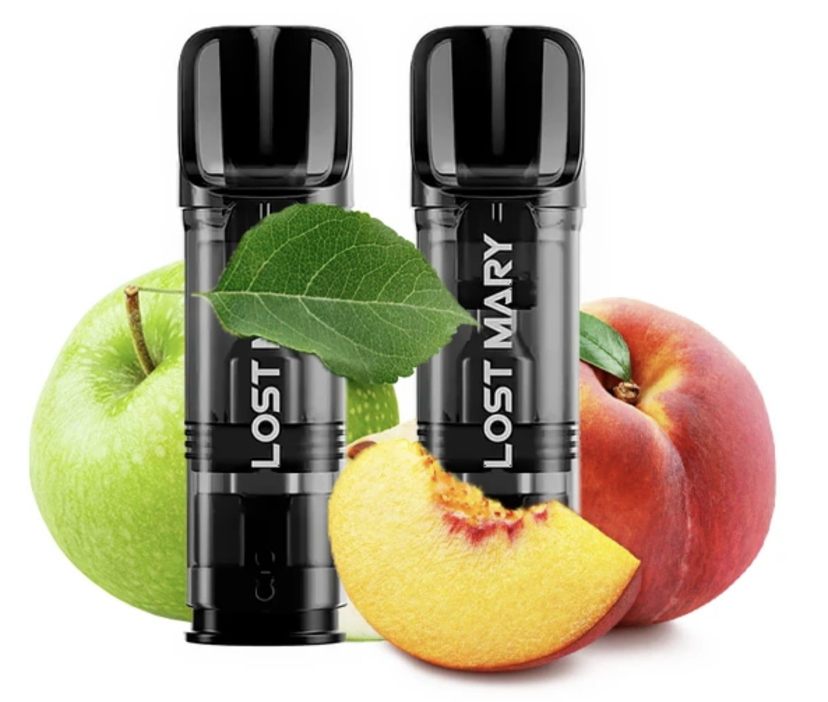 LOST MARY GLAYCE Pod náplň - Apple Peach (Jablko, broskev) 20mg 2ks Chladivá borůvka