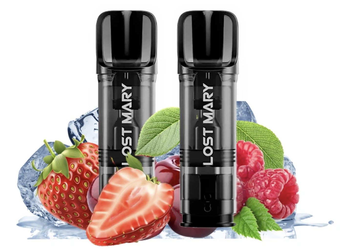 LOST MARY GLAYCE Pod náplň - Strawberry Raspberry Cherry Ice (Chladivá ovocná směs) 20mg 2ks Chladivá borůvka