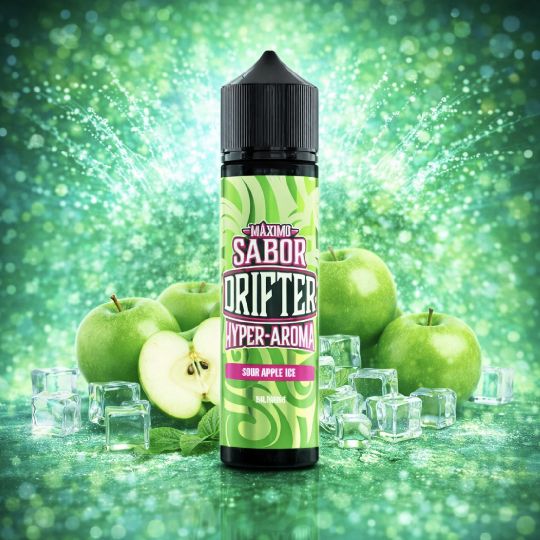 Příchuť Juice Sauz Drifter Juice Hyper S&V: Sour Apple Ice (Chladivé kyselé jablko) 5ml