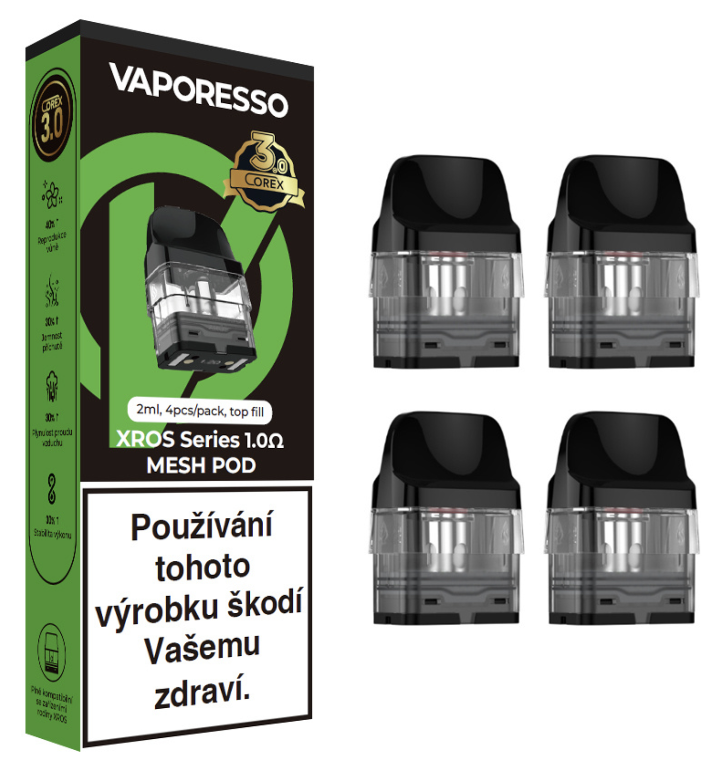 Vaporesso XROS Series Top Fill 2ml cartridge 4ks Odpor: 1,0 Ohm