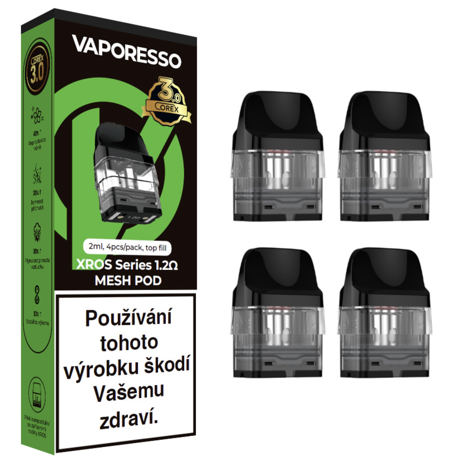 Vaporesso XROS Series Top Fill 2ml cartridge 4ks Odpor: 1,2 Ohm