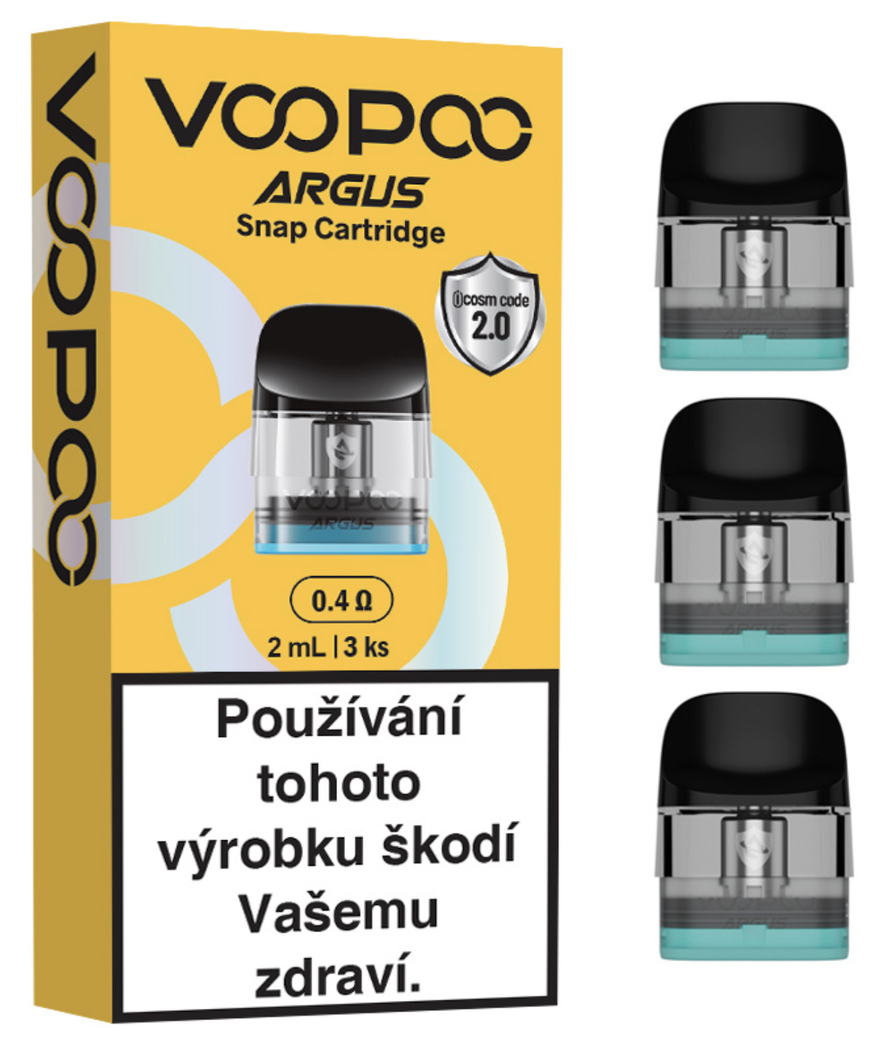 VOOPOO ARGUS SNAP Top Fill cartridge 2ml 3ks Odpor: 0,4 Ohm