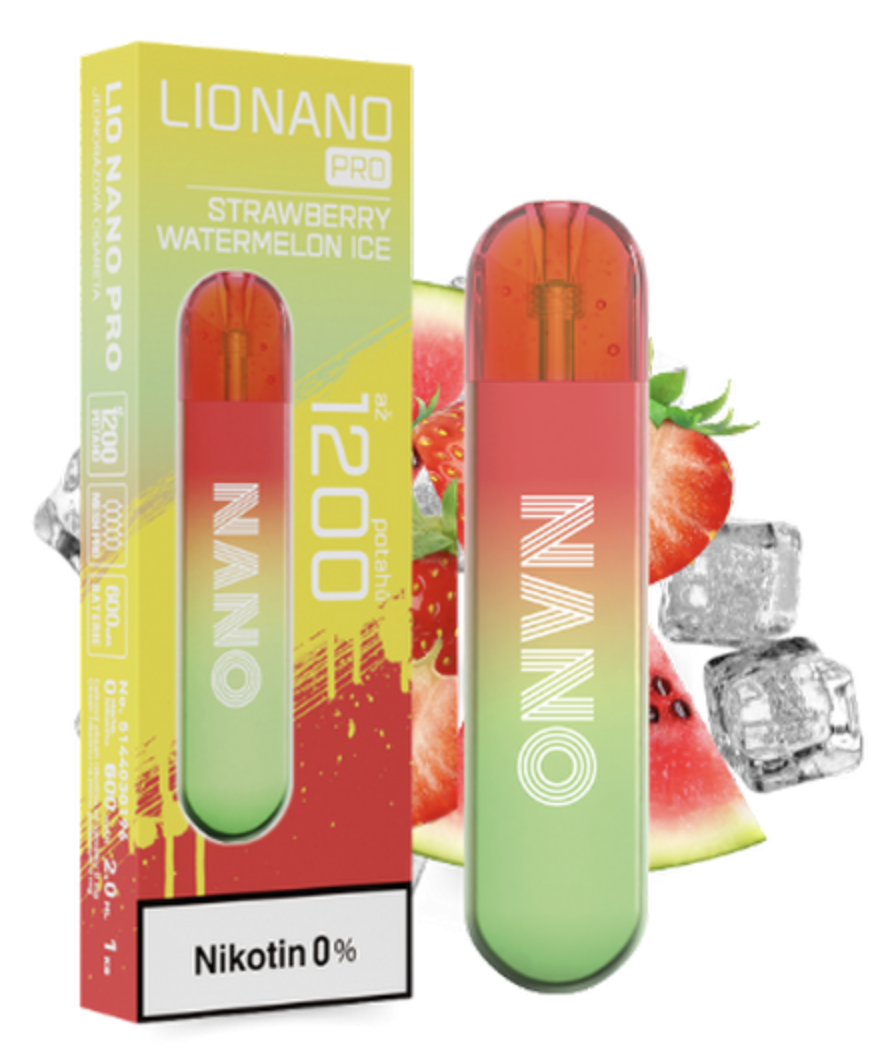 Lio Nano PRO jednorázová e-cigareta - Strawberry Watermelon Ice (Jahoda, meloun) 0mg