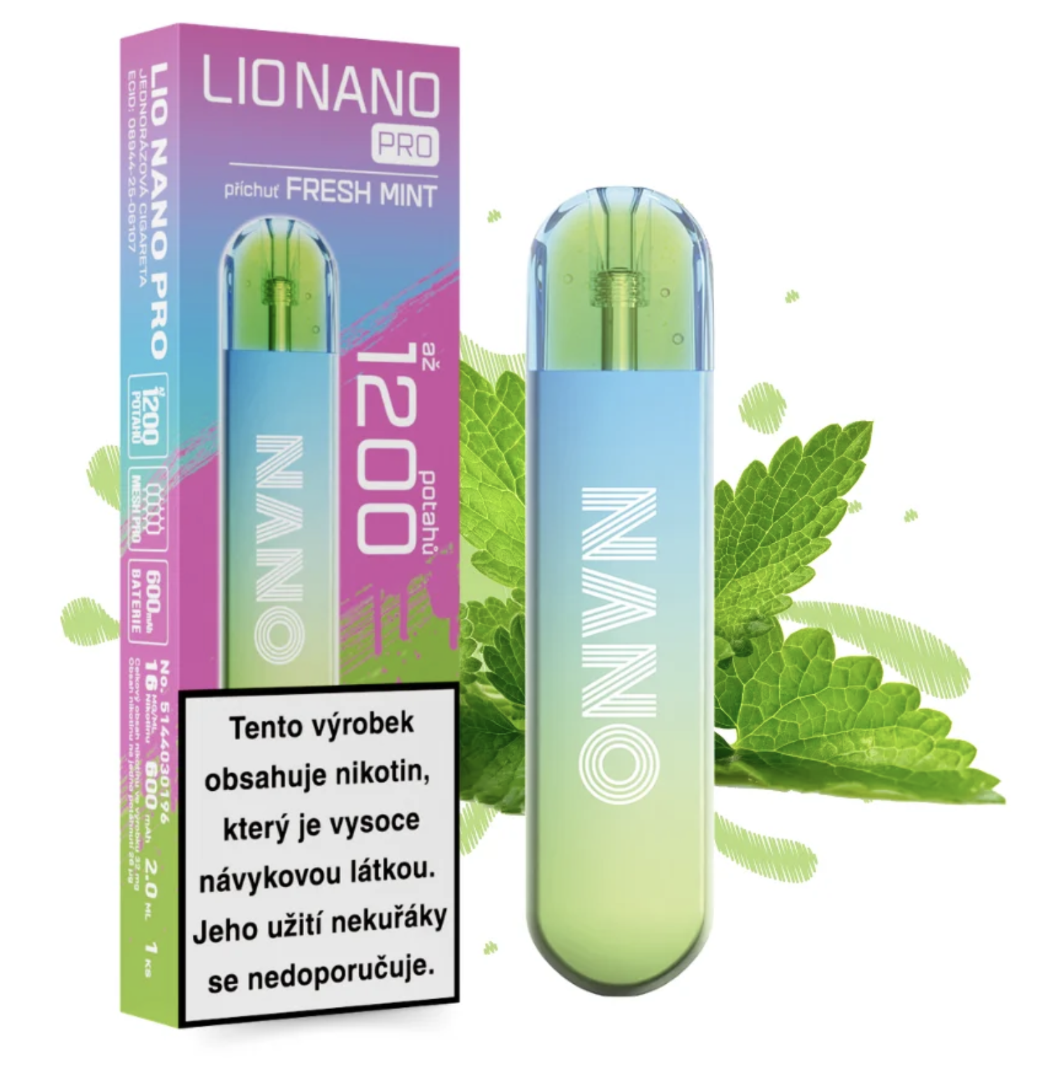 Lio Nano PRO jednorázová e-cigareta - Fresh Mint (Mentol) 16mg