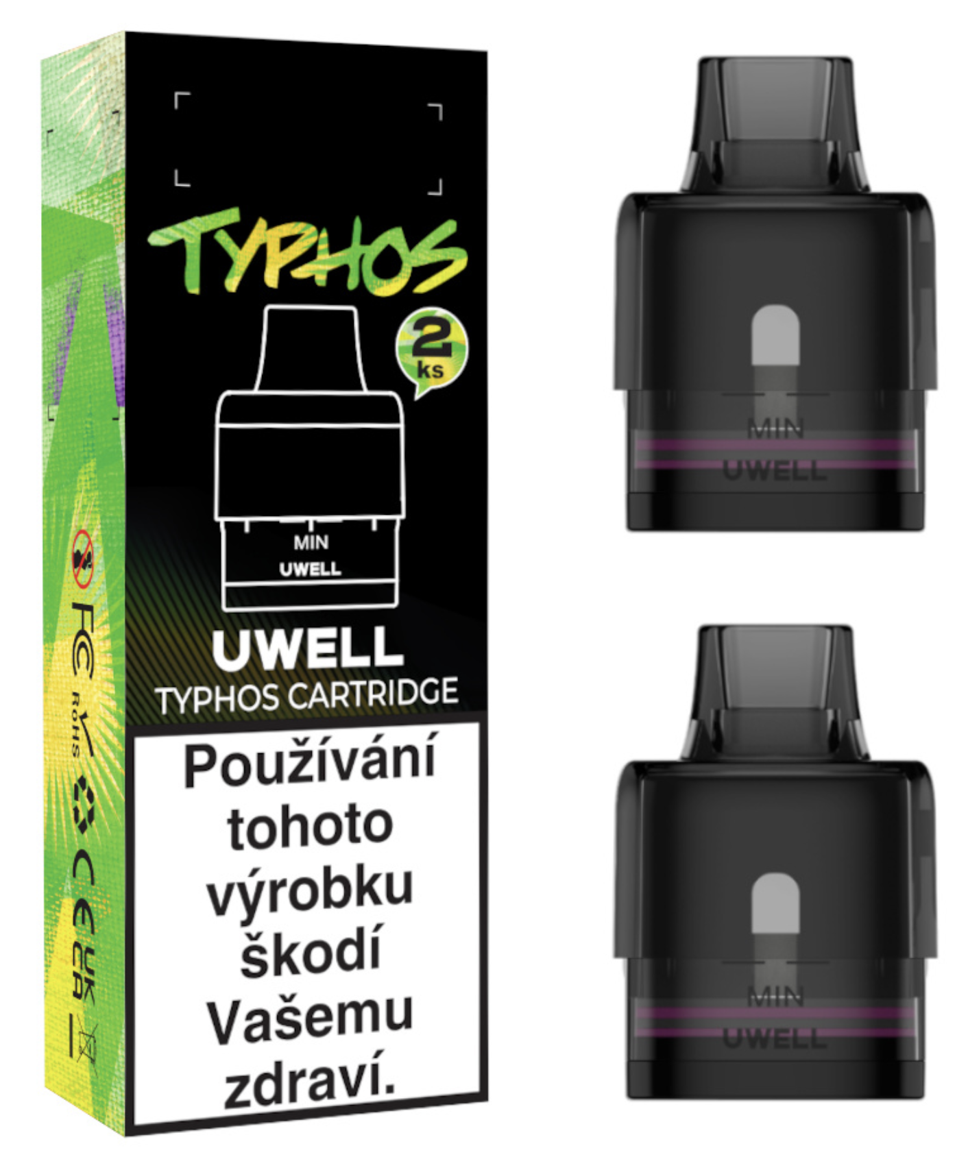 Uwell Typhos Side Fill Pod cartridge 2ks Odpor: 0,6 Ohm