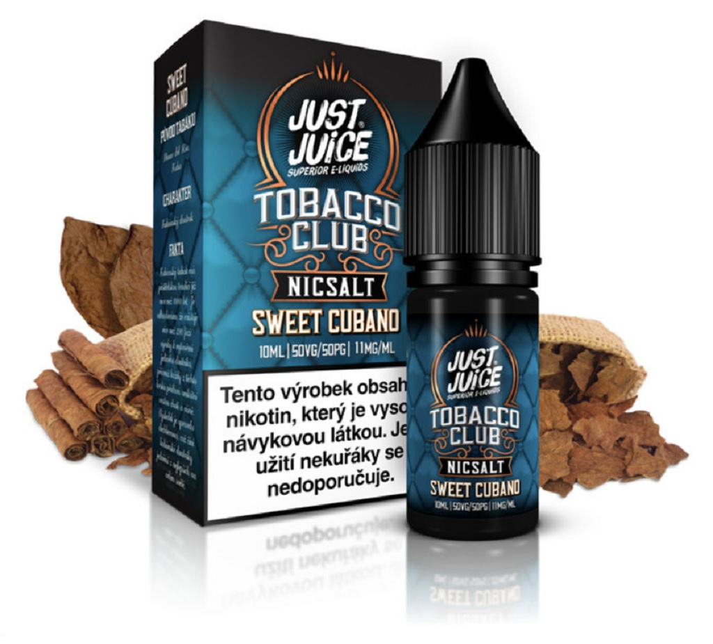 E-liquid Just Juice Salt Tobacco Sweet Cubano (Kubánský doutníkový tabák) 10ml Obsah nikotinu: 11mg