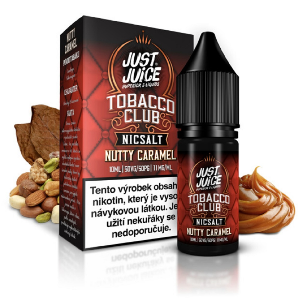 E-liquid Just Juice Salt Tobacco Nutty Caramel (Oříškový tabák s karamelem) 10ml Obsah nikotinu: 11mg