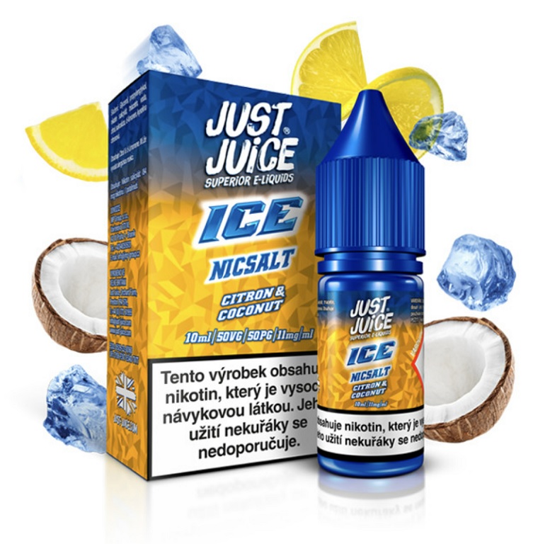 E-liquid Just Juice Salt ICE Citron & Coconut (Ledový citron & kokos) 10ml Obsah nikotinu: 11mg