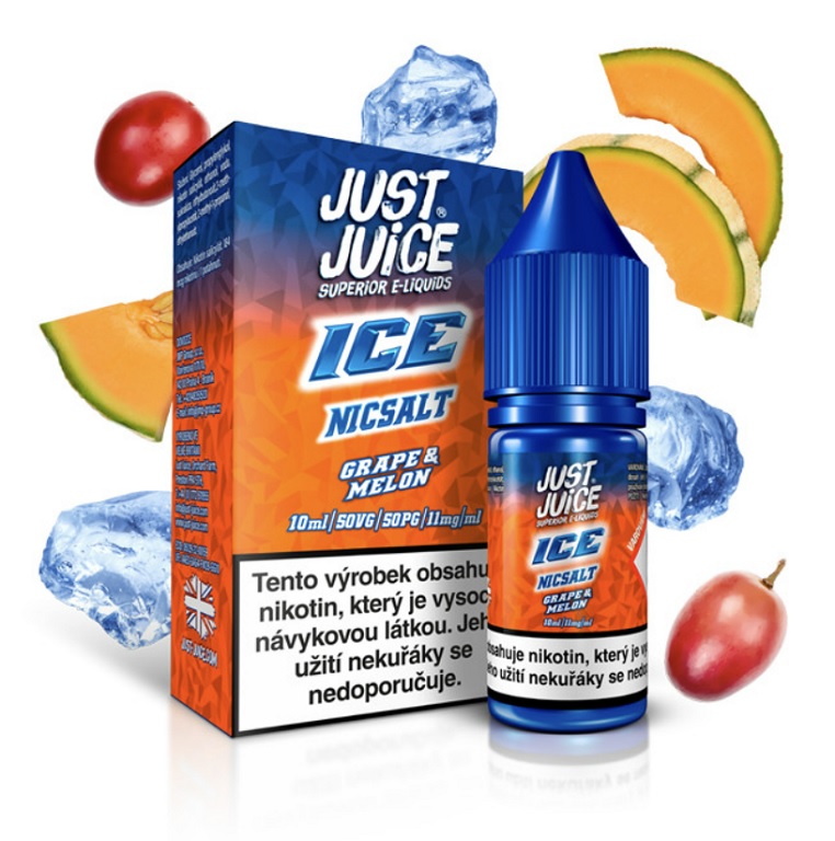 E-liquid Just Juice Salt ICE Grape & Melon (Ledové hroznové víno & cukrový meloun) 10ml Obsah nikotinu: 11mg