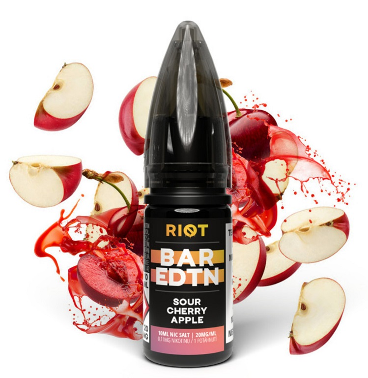 E-liquid Riot BAR EDTN Salt 10ml: Sour Cherry Apple (Třešeň a zelené jablko) Nikotin: 10 mg/ml
