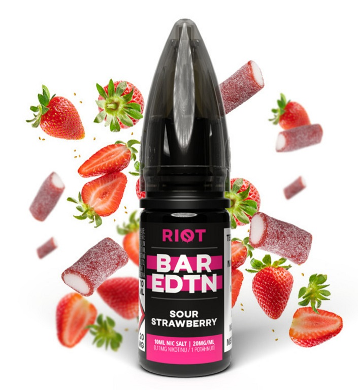 E-liquid Riot BAR EDTN Salt 10ml: Sour Strawberry (Kyselá jahoda) Nikotin: 10 mg/ml