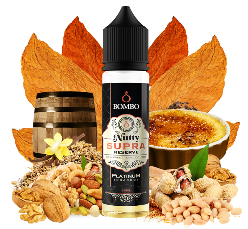 Příchuť Bombo Platinum Tobaccos S&V: Nutty Supra Reserve (Tabák s karamelem a oříškovým máslem) 15ml