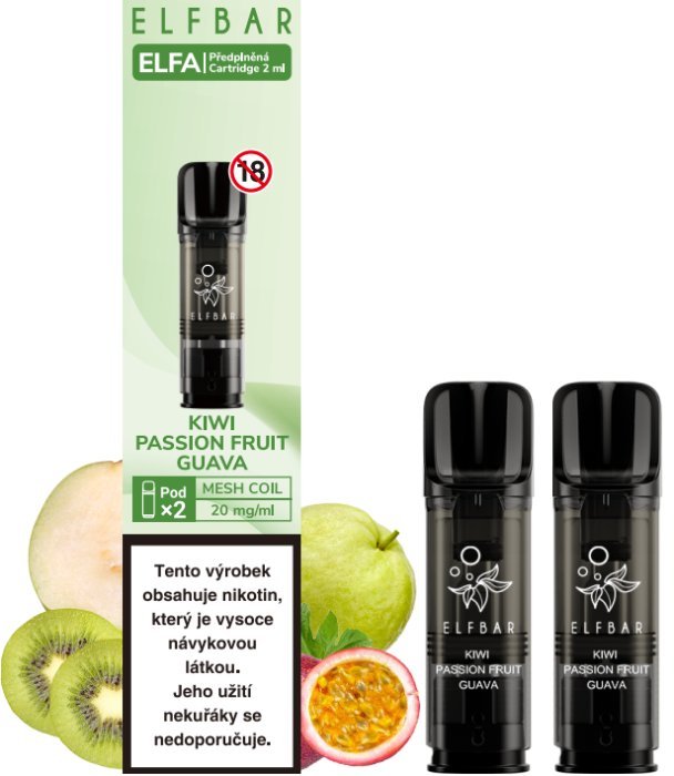 ELF BAR ELFA POD náplň Kiwi Passion Fruit Guava 20mg 2ks Kiwi, marakuja, guava