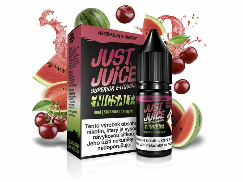 E-liquid Just Juice Salt Watermelon & Cherry (Meloun a třešně) 10ml Obsah nikotinu: 11mg